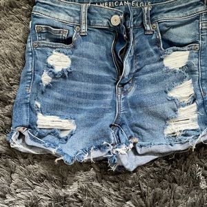 American Eagle distressed jean shorts.